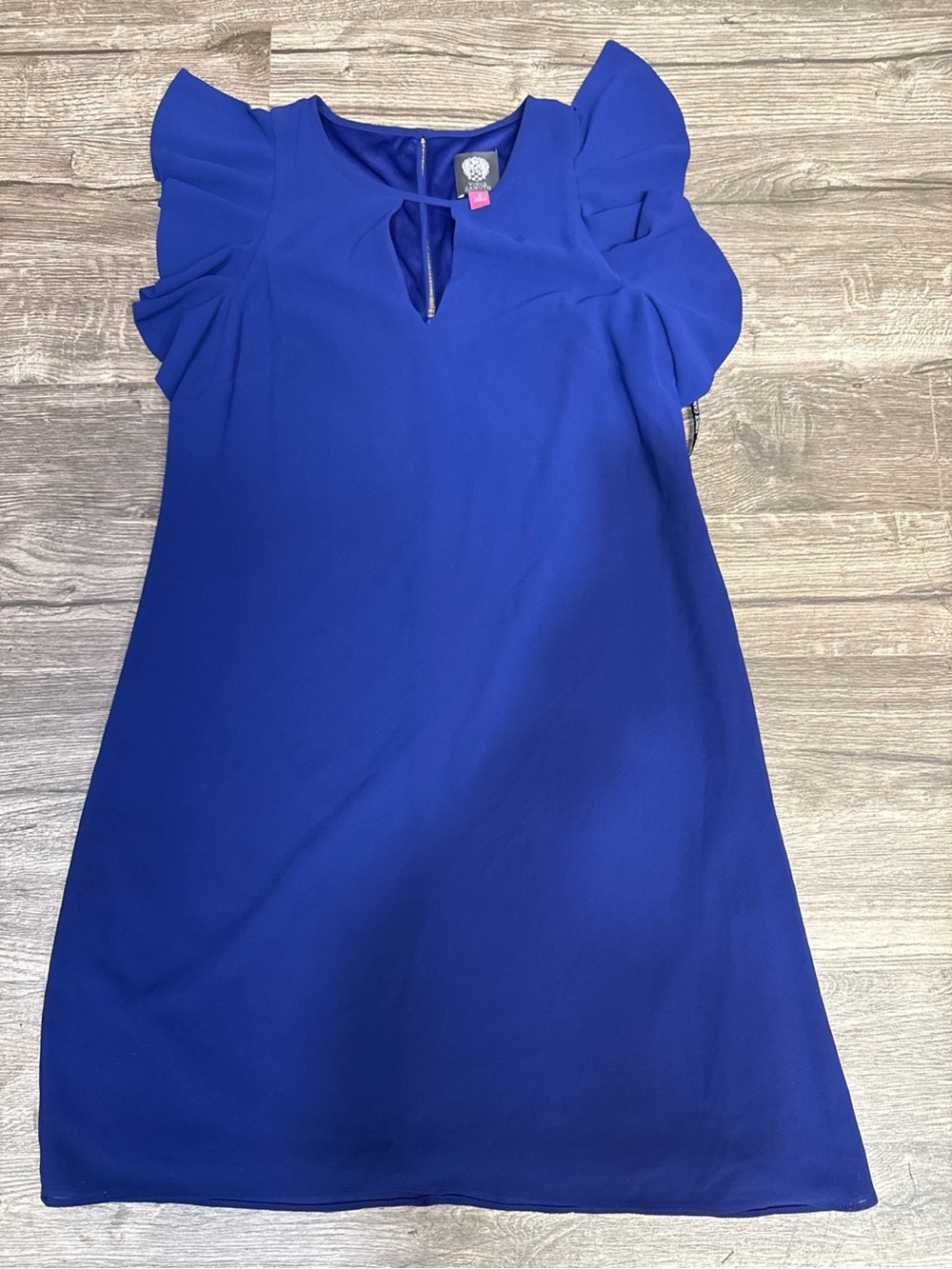 Vince Camuto Royal Blue Ruffle Sleeve Keyhole Shift Dress - Picture 5 of 10